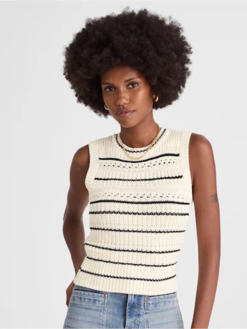 Sleeveless Stripe Knit Sweater Tank